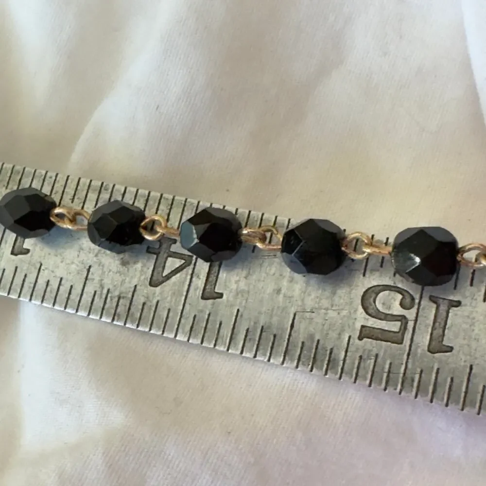 Vintage Laguna Black Jet Crystal Faceted Beaded Necklace NWT Estate Jewelry 28”